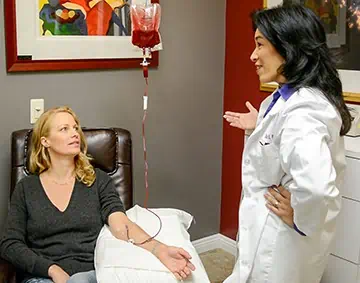 Ozone therapy is being administered via autohemotherapy.