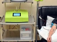 Patient receiving 10-Pass High-Dose Ozone Therapy IV treatment at AMA Regenerative Medicine.
