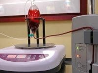 The Hemodynamic Swirling Apparatus used to ozonate blood during Hyperbaric Ozone Therapy (10-Pass) treatment.