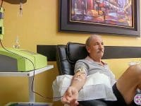 Randy, a patient, relaxing comfortably while receiving Hyperbaric Ozone Therapy for chronic Lyme Disease.